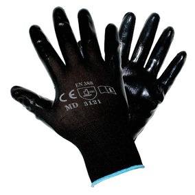Guantes anticorte de nylon con nitrilo sólido en palma