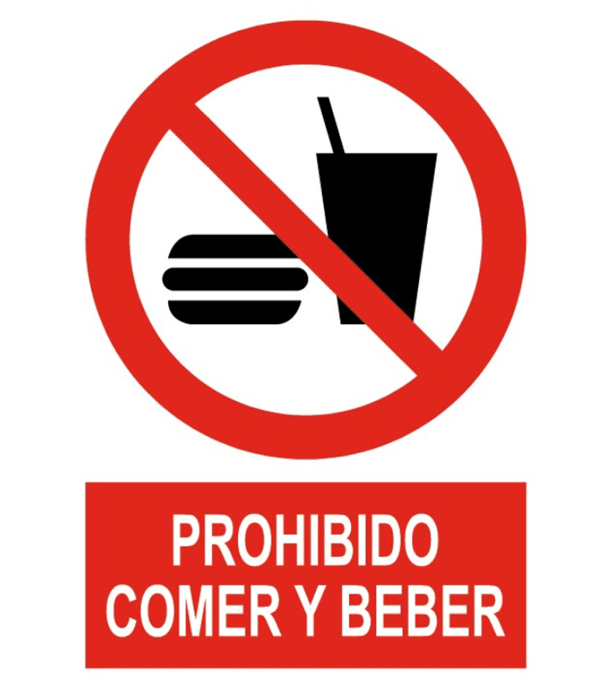 Señal Prohibido comer o beber 20 x 25 mod. 063 normal estireno