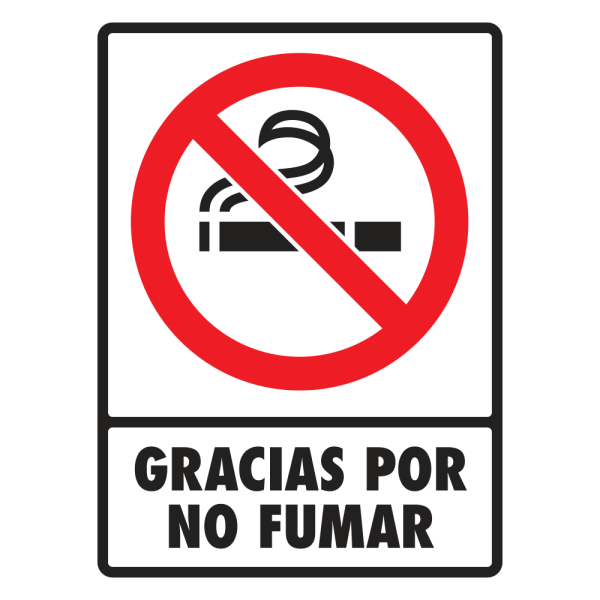-Señal Gracias por No Fumar Modelo 045 de Estireno Normal 20×25 cm
