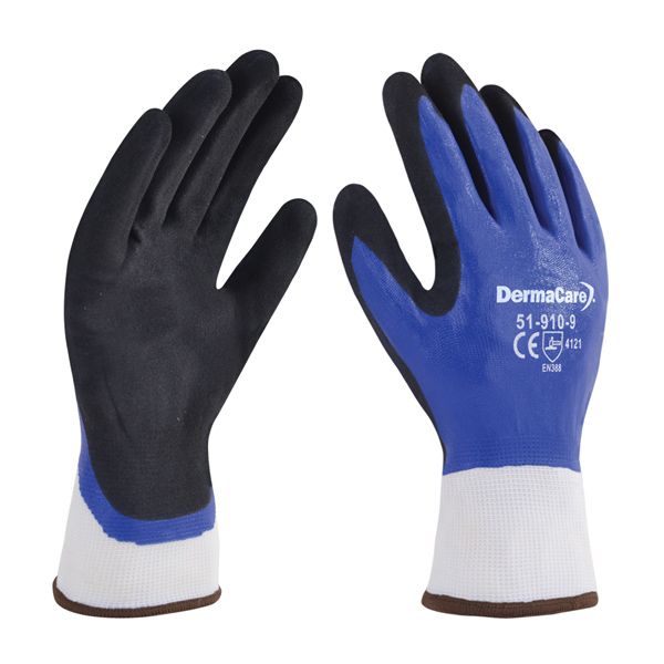 51-910 Guantes de Nylon Recubierto con nitrilo azul Mca Dermacare