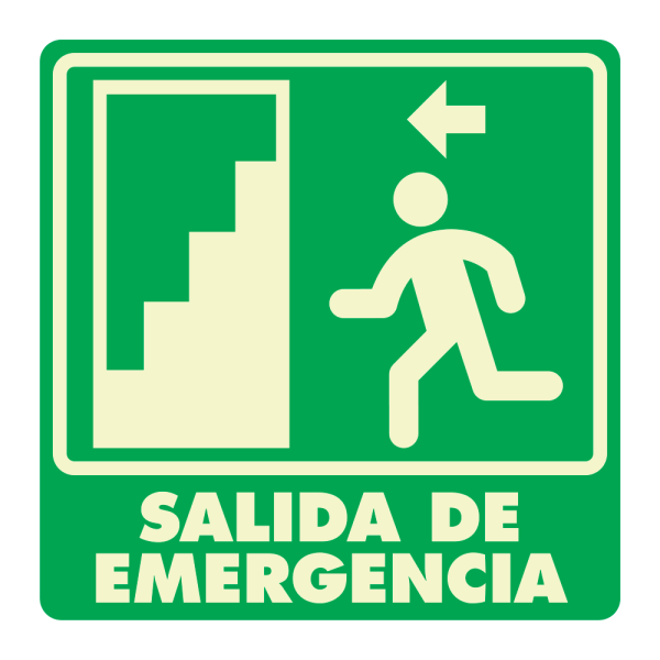 Señal Salida de Emergencia Escalera (Izquierda) Modelo 004 de Estireno Normal 25×25 cm