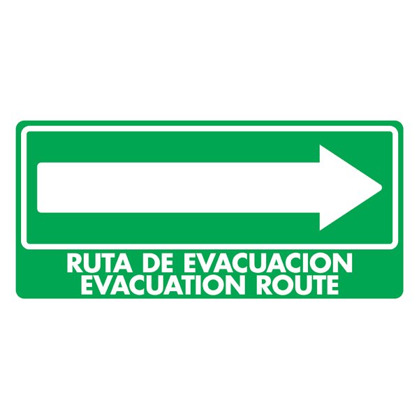 Señal Ruta de Evacuación Derecha (Español e Inglés) Modelo 029 de Estireno Normal 15×30 cm