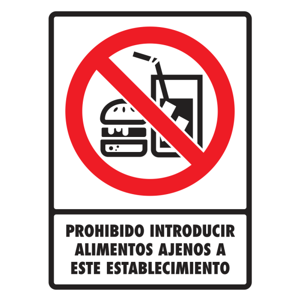 Señal Prohibido Introducir Alimentos Ajenos a Este Establecimiento Modelo 064 de Estireno Normal 30×40 cm