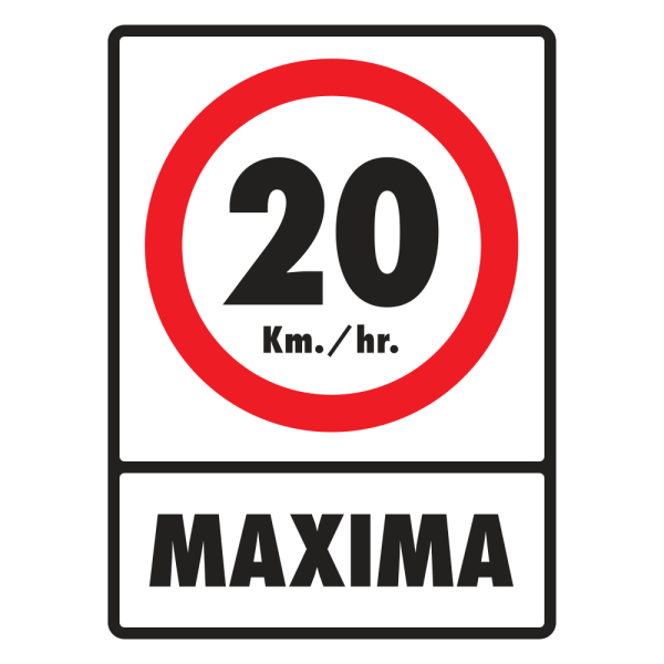Señal Máxima (20 km./hr.) Modelo 079 de Estireno Normal 30×40 cm