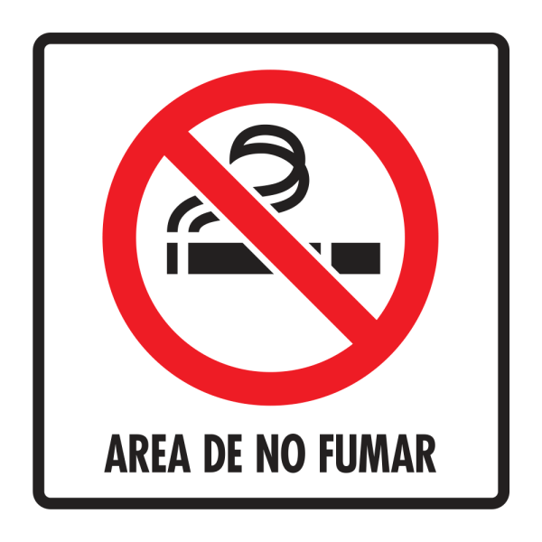 Señal Área de No Fumar Modelo 087 de Estireno Normal 20×20 cm