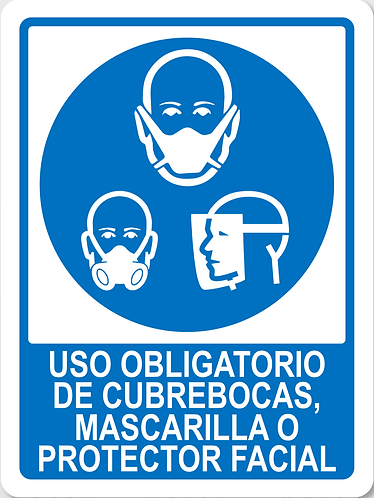 Señal Uso Obligatorio en Esta Área (Gogles, Cubre Boca, Guantes y Calzado de Seguridad) Modelo 123 de Estireno Normal 40×50 cm