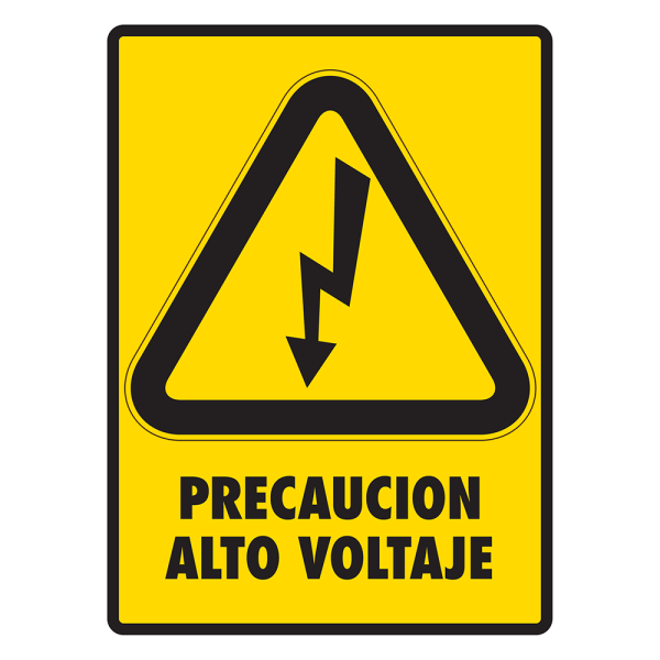 Señal Precaución Alto Voltaje Modelo 129 de Estireno Fotoluminiscente 20×25 cm