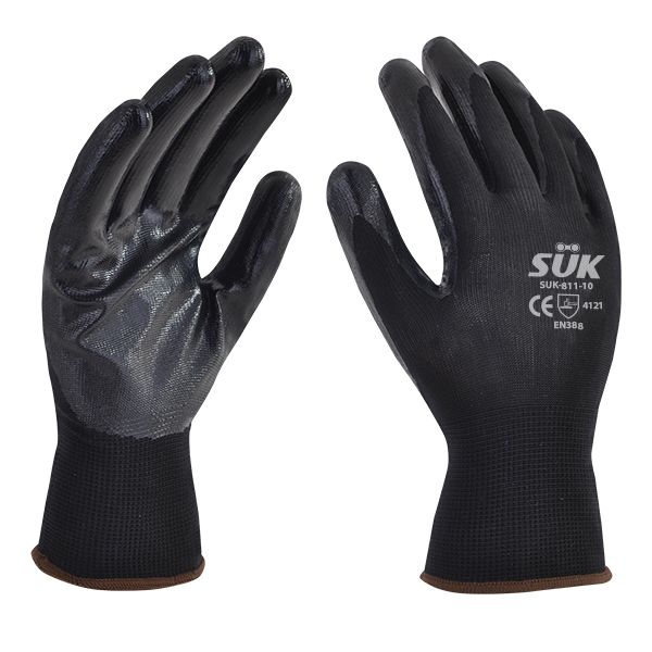 Guantes Nylon Negro C/Pal nitrilo Suk