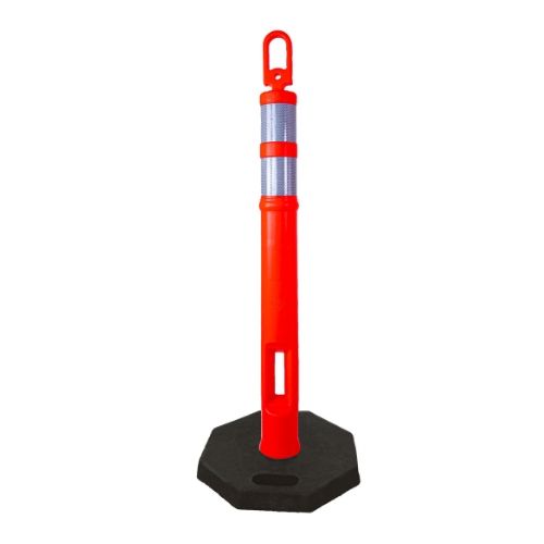 Poste delimitador base negra con ranura reflejante