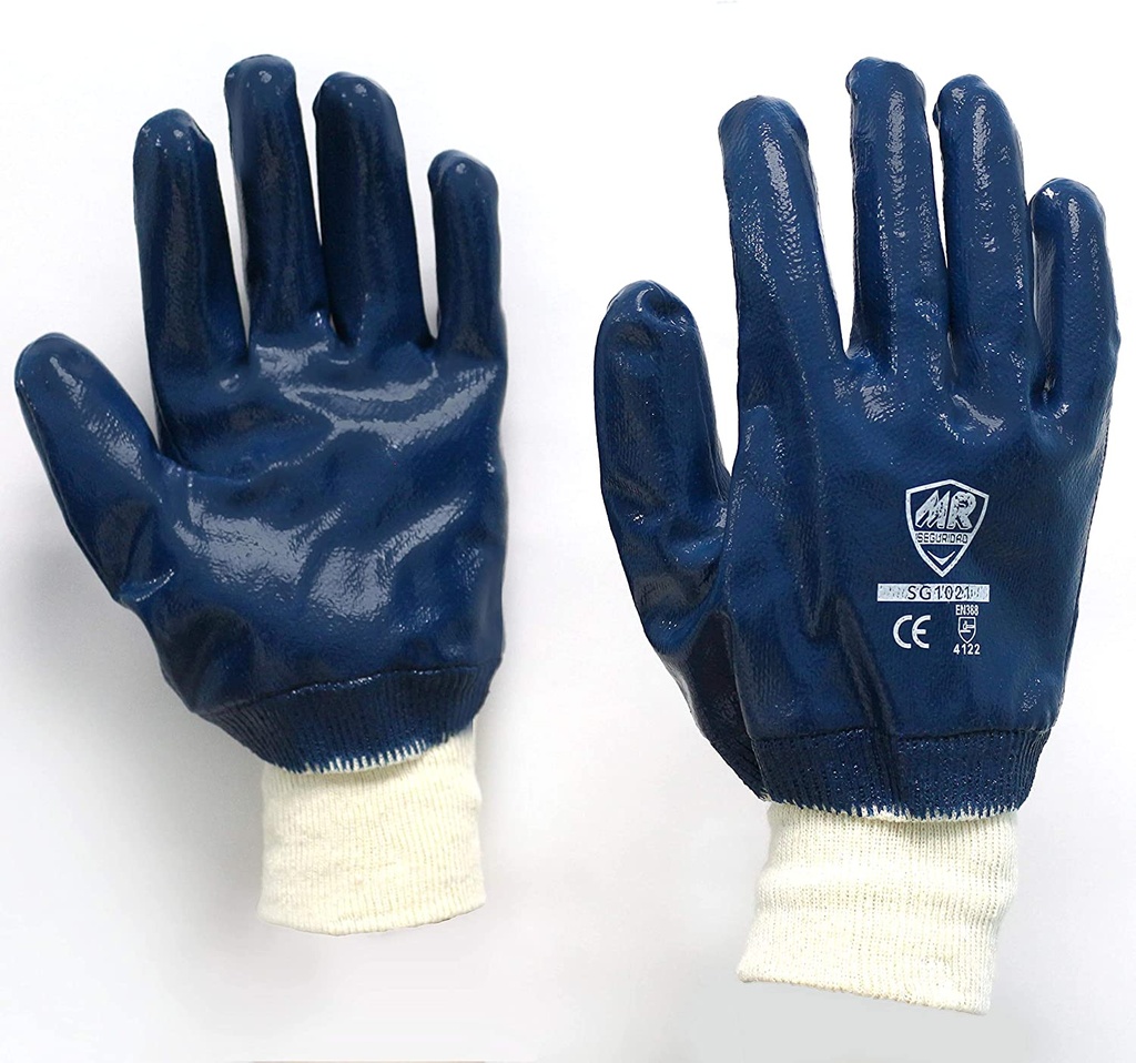 Guantes De Algodon C/Rec Nitrilo Puño Calcetin Talla XL