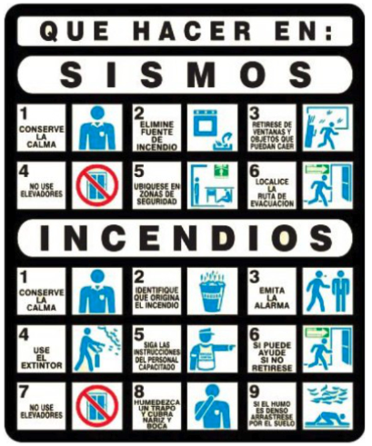 -Señal Qué Hacer En: Sismos e Incendios Modelo 030 de Estireno Normal 30×40 cm