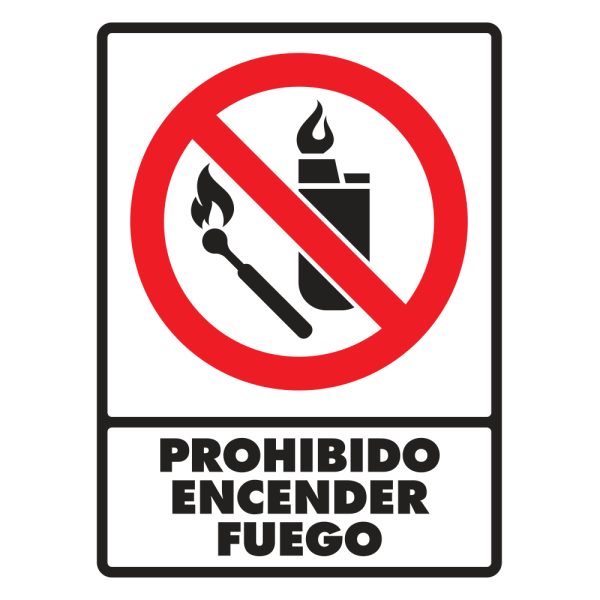 Señal Prohibido Encender Fuego Modelo 049 de Estireno Normal 30×40 cm