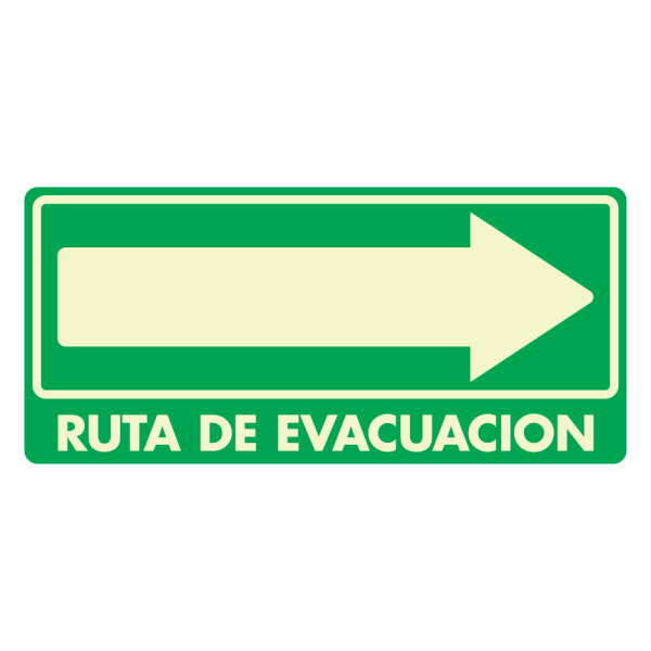 -Señal Ruta de Evacuación (Derecha) Modelo 286 en Acrílico Cristal (de 2.5 mm) Fotoluminiscente 15×20 cm