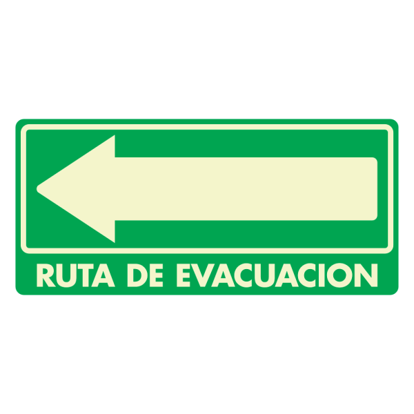 -Señal Ruta de Evacuación (Izquierda) Modelo 287 en Acrílico Cristal (de 2.5 mm) Fotoluminiscente 15×20 cm