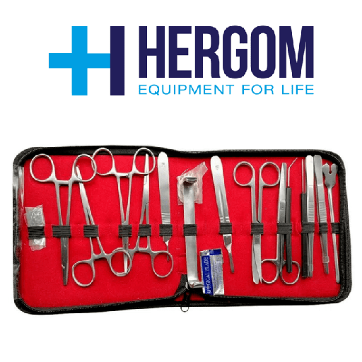 [13-13] Estuche de disección 20 pzas acero inoxidable Mca. Hergom