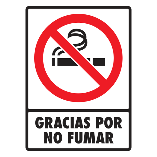 [SC045N07] -Señal Gracias por No Fumar Modelo 045 de Estireno Normal 20×25 cm