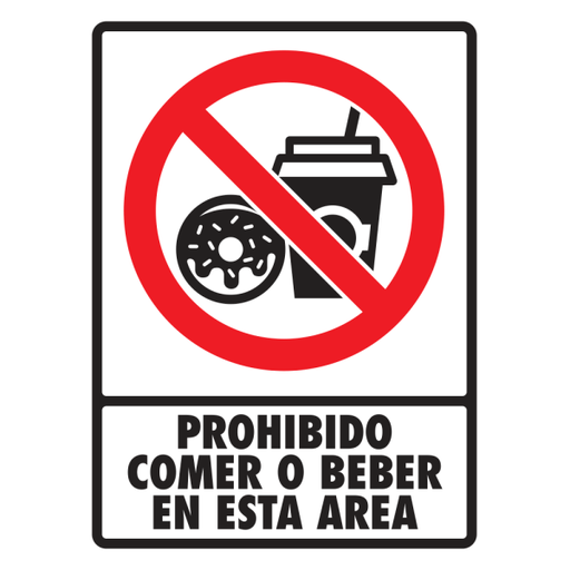 [SC063N07] -Señal Prohibido Comer o Beber en Esta Área Modelo 063 de Estireno Normal 20×25 cm