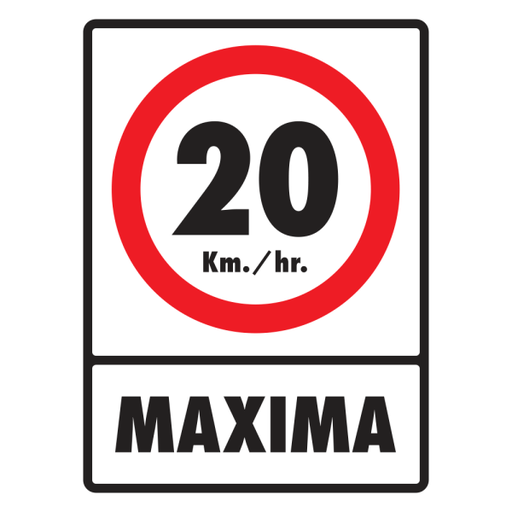 Señal Máxima (20 km./hr.) Modelo 079 de Estireno Normal 30×40 cm