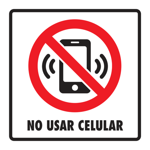 Señal No usar Celular Modelo 092 de Estireno Fotoluminiscente 25×25 cm