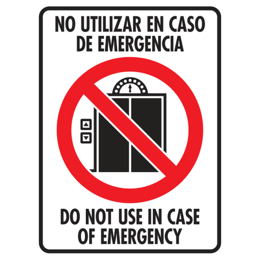 Señal No Utilizar en Caso de Emergencia (Elevador) Español e Inglés Modelo 093 Fotoluminiscente 20×25 cm