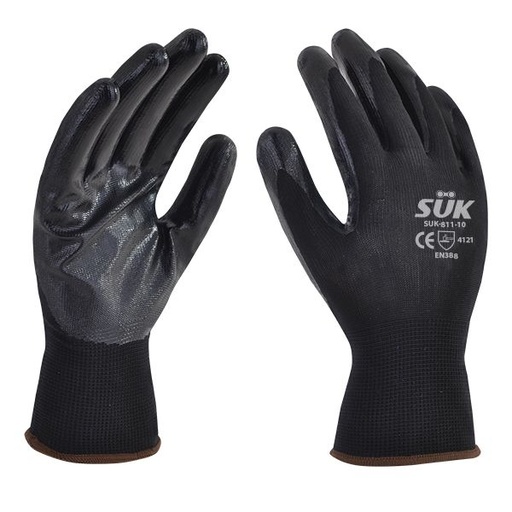 [SUK-811] Guantes Nylon Negro C/Pal nitrilo Suk