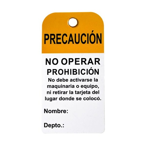 [AB-1008] ETIQUETA AMARILLA SAFELOCK PVC NO OPERAR PAQ C/10