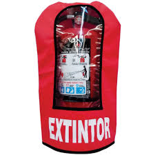[FUN-EXTGRAN] Funda Para Extintor color Roja Con Apertura Tipo Cortina Rotuladas Con Corte Vinil Color Blanco (Equipo Grande)