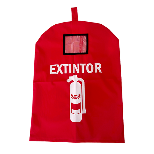 [FUN-EXT] Fundas Para Extintor Color Roja Con Apertura Tipo Cortina Rotuladas Con Corte Vinil Color Blanco (Tamaño Universal) 